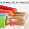 Rolling Pins Pastry Boards Non Stick Silicone Pin Wooden Handle Dough Flour Roller Kitchen Cooking Baking Tool For Pasta Cookie 231011