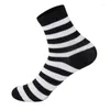 Women Socks 1 Pair Autumn Cotton Black And White Striped Mid-tube Japanese Korean Style JK Letters Soft Breathable In