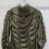 Pulls pour femmes 2023 Automne Off-épaule Weave Design Ruban Pull tricoté Pull Femme Gland Armée Vert Sexy Slash Neck Pull