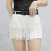 Damskie szorty Tassel 2023 Summer Diamond Embedding moda seksowna wysoka talia taniec czarny biały swobodne spodnie Kobieta