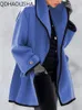 レディースジャケットレディースコートファッション秋のマルチカラーラウンドネックルーズフード付きコートソリッドカラー服女性アウターウェア231010のための冬のジャケット