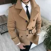 Men's Jackets New Double Breasted Woolen Coat Winter Trench Long Male's Overcoat High Quality Man Wool Outdoor Windbreaker 231011