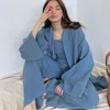 Kvinnors sömnkläder nhkdsasa kimono pyjamas 100% bomull crepe långärmade byxor damer sömnkläder kostym kvinnors hemservice mujer 231011