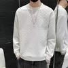 男性用セーターメン冬のセーター丸い首の居心地の良い濃厚なニットプルオーバーワッフルとスタイル