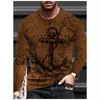 Pulls pour hommes Mode Pull à manches longues T-shirt 3D Imprimé Graphique Vintage Anchor pour hommes Street O Cou surdimensionné