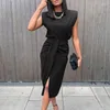 Casual Dresses Ladies Sexy Hollow Short Sleeve Party Dress Elegant Lapel Print Kne-Lengen Lace-up Women's Tight