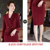 Pantaloni a due pezzi da donna IZICFLY Autunno Primavera Stile Rosso e Blazer per le donne Abito elegante ed elegante Abbigliamento da lavoro da ufficio per donna