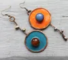 Orecchini pendenti Vintage in metallo color rame rosso per le donne Personalità etnica Blu Arancione Orecchini rotondi Regali per gioielli per feste