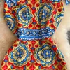 2023 new fashion women's spaghetti strap print floral retro baroque style high waist bodycon sexy mermaid dress SMLXLXXL255V