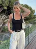 Kvinnors tankar Tossy Casual For Women kontrast Y2K Top Vest rygglöst lapptäcke Pullover Slim Sheer Tracksuit Summer Cute Female Tank