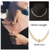 2021 Goud Verzilverd Verstelbare 5MM Platte Slang Ketting Visgraat Choker Ketting Eenvoudige Sierlijke Sieraden voor Vrouwen 15 Chock297K