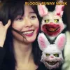 Costume Accessories Bloody Plush Bunny Mask Halloween Ghost Festival Mask Realistic Bloody Rabbit Headgear Itaewon Class Prop Halloween Horror MaskL231010L2310