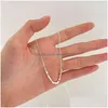 Chokers Authentic 925 Sterling Sier Collar Choker Mti Pieces Square Charms Halsband för kvinnor Simple Link Chain Halsband smycken Neck Dhevy