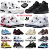 Box 4 Basketball Shoes 남자 여자 4S Black Cat Red Cement Military Black Thunder Midnight Navy University Blue Mens 트레이너 스포츠 운동화