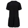قمصان البلوزات النسائية بالإضافة إلى حجم الصيف الأنيقة الطويلة القميص سموك النساء القصيرة القصيرة السوداء عارضت قميص كبير الحجم قميص أسود فضفاض 6xl 7xl 231011