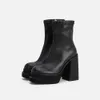 Boots MUMANI Womans Modern Super Round Toe Lady Shoes ZIP Stretch Basic Square Heel Platform ANKLE 2023 231010
