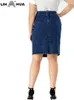 Jupes LIH HUA femmes grande taille jupe en jean haute élasticité coupe ajustée poche jupe décontracté mode tissé jupe 231011