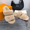 Warme Indoor Dames Wollen pantoffels Designer Winter Bont Pluizige Harige Katoenen Slippers Dames Slippers Mode luxe Designer Merk Wol Slides Comfortabele Slippers