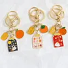 Keychains Nedar schattige fruit sleutelhanger ananas ananas peer Apple oranje Persimmon Email Key Chain voor vrouwen Begroet sieraden geschenken Animal Keyring