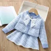 Set di abbigliamento 2 pezzi Set vestiti invernali per bambini Ragazze Cardigan Giacca Gonna Pullover per bambini Abiti in maglia Abiti Bambini Maglione caldo Abiti per bambini 231010