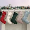 Decoraciones navideñas, venta directa de fábrica, medias en blanco de terciopelo, decoración para el hogar con cuerda plateada, 2023