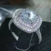 Tamaño 5-10 Joyería de lujo 925 plata esterlina llena de topacio completo CZ Diamante Gema mujeres boda simulada Compromiso de boda de diamante 331e