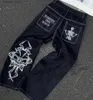 Jeans da uomo Y2K Jeans Harajuku Retro Skull Graphic Baggy Jeans Pantaloni neri Uomo New Punk Rock Hip Hop Gothic Pantaloni a gamba larga Streetwear T240227