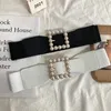 Cinture Cintura da donna Pelle PU Perle di metallo Fibbia Cintura Moda Elastico in vita Fascia in stile Tunica Accessori per abiti
