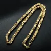 Two Tone Gold Color Necklace Titanium Stainless Steel 55CM 6MM Heavy Link Byzantine Chains Necklaces for Men Jewelry300I