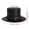 Berets Steampunk Top Hat para Adulto PU Leathers Magician Cap Vintage Victorian Cosplay Traje Mulheres Homens Role Play Props