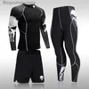 Roupa íntima térmica masculina de secagem rápida roupas esportivas de compressão kit de treinamento de fitness roupa íntima térmica terno esportivo de corrida masculino MMA RashgardL231011