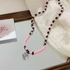 Anhänger Halsketten Herz Halskette Elegante Perlen Frauen Halsschmuck Halsband