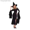 Costume à thème sorcière gothique noire pour femmes adultes, pourim Halloween Cos, robe fantaisie de magicien T231011