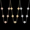 2023 Fashion Luxury Van Clover Necklace Brand Ten Flower Diamond 18k Gold Necklace High Quality Stainless Steel Designer Necklace Jewelry