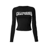 Mulheres camisetas Mulheres Colheita Tops Carta Imprimir Manga Longa Camisa Casual Pulôveres para Club Streetwear Estética Grunge Roupas