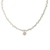 Fransk vintage pärlchoker vit akryl pärla kedja blomma hänge halsband för kvinnor mode smycken festtillbehör
