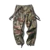 Men's Pants Military Camouflage Overalls Strap Tactical Cargo Streetwear Men Straight Trousers