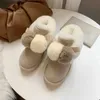 Boots CRLAYDK Fur Lined Winter Warm Boots for Women with Fuzzy Balls Short Cute Suede Plush Snow Booties Outdoor Indoor Flat Shoes Q231012