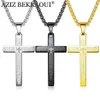 AZIZ BEKKAOUI Men's Titanium Steel Necklace Vintage Cross Necklace Verse Boy's Pendant Bible Men's Accessories For 2305