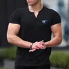 Men's Polos Summer Fashion Casual Short Sleeves Men Solid Color V Neck Button High Quality T-Shirt Henley Tops