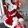 Temadräkt 2023 Cosplay Christmas Dress Women Bunny Xmas Lady Santa Claus Suit Come Set Winter Red Dress Maid Girl Uniform Navidadl231010