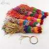 AOMU Toute chaîne Chanceuse Amitié Corde Tressée Bracelet Arc-En-Fil Tissé Cheville Bracelets Plage Bohème Cheville Jewe3238