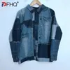 Erkek Ceketler Pfhq Sonbahar Yapılandırılmış Denim Patchwork Düzensiz Kenarlar Orijinal Giyim Giyim Sokak Giysesi Yaratıcılık Kat 21Z1014 231010