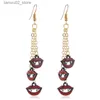 Andra modetillbehör Ins nya smycken Halloween Tassel överdriven godisfärg Vampyr Fangs Lips Pumpkin Long Pendant Earrings Q231011