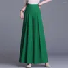 Damesbroek Mode 2023 Chiffon High-end Rok Zomerkleding Kantoor Dame Effen Kleur Casual Losse Broek met wijde pijpen