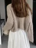 Mulheres malhas desfrutar 2023 outono mulheres coreano design de moda mohair malha cardigan camisola recortada tops streetwear softy malhas quentes