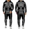 Survêtements pour hommes Halloweeen Cosplay Skeleton Splanchna 3D All Over Print Zipper Survêtements Pantalons à capuche pour hommes 2 pièces Ensemble Streetwear Costumes 231011