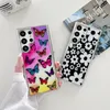 Capas cromadas de flores elegantes para Samsung A54 A34 A14 5G A24 A53 A13 S23 Ultra S22 S21 Iphone 15 Plus 14 Pro Max 13 Bird Butterfly Chapeamento Galvanizado Hard PC TPU Capa