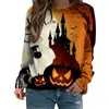 Felpe con cappuccio da donna girocollo manica lunga felpa con cappuccio stampata Halloween design donna giacca con zip intera da donna top per uscire