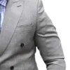 Nieuwe Mode Grijs Double Breasted Wedding Suits voor Mannen 2 Stuks Mannen Pakken Bruidegom Smoking Jas Pants303A